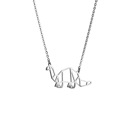 Collier Dinosaure Origami Argent