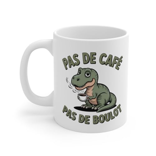 Teecustom Mug Dinosaure Pas de Café Pas de Boulot Humour Caf