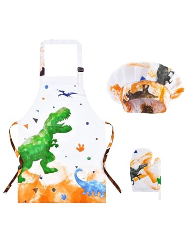 WERNNSAI Dinosaure Tablier Ensemble pour Garçons -Imperméabl