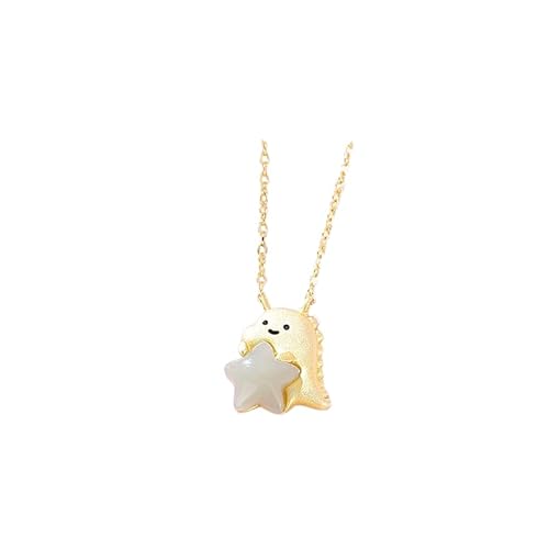 JOME Collier Dinosaure Argent 925 Plaqué Or 14K – Pendentif 