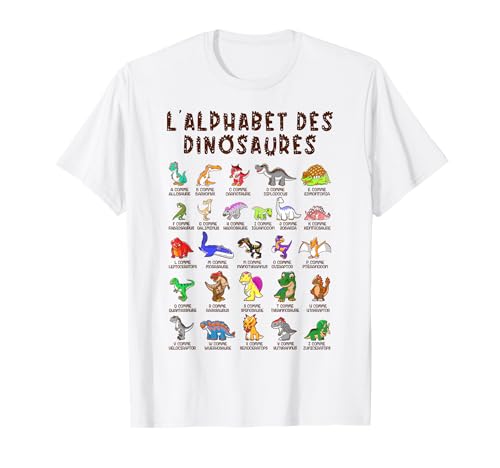 Dinosaures Alphabet Apprendre Abécédaire Cadeau Garçon T-Shi
