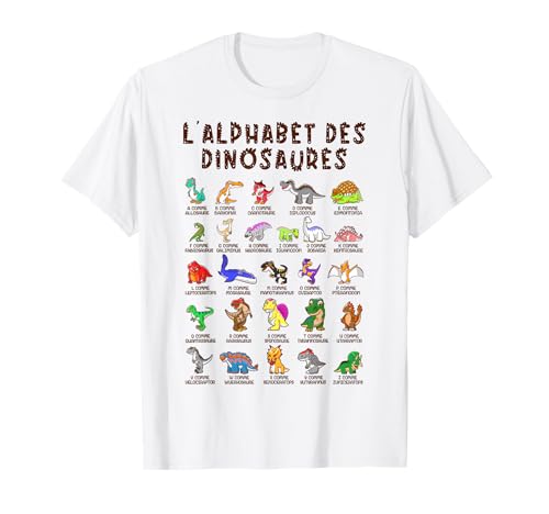 Dinosaures Alphabet Apprendre Abécédaire Cadeau Garçon T-Shi
