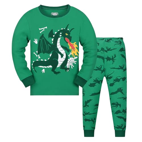 Pyjama garçon vert dinosaure 7 ans