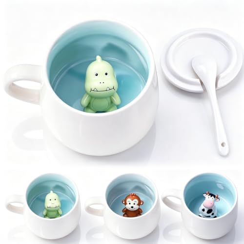 YEAPEAK Tasse Dinosaure Cadeau, Tasse à Café 3d En Céramique