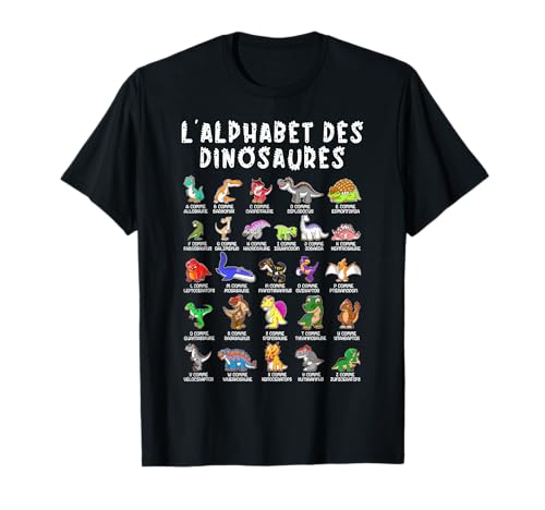 Dinosaures Alphabet Apprendre Abécédaire Cadeau Garçon T-Shi