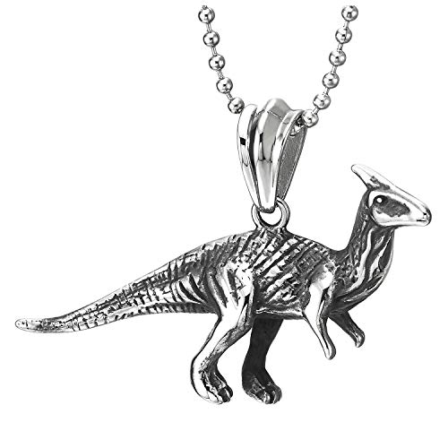 Collier Dinosaures Parasaurolophus Acier