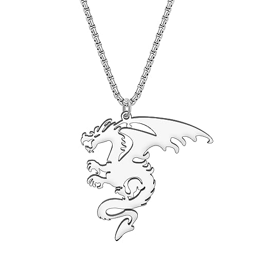 YAYAKO Collier Dragon en Acier Inoxydable Chaîne Pendentif D