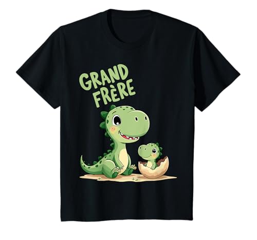T-shirt Grand Frère Dinosaure Noir