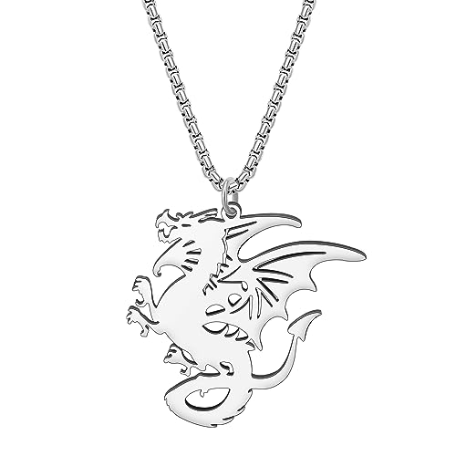 LONYOO Collier de Dragon Pendentif en Acier Inoxydable Bijou