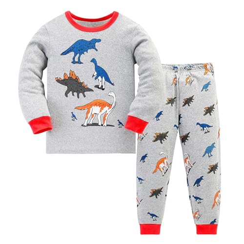 Codkkre Pyjama pour garçon Dinosaure Excavatrice Manches Lon