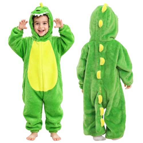 DiULi Combinaison Bébé Dinosaure Vert en Flanelle Douce - Dé
