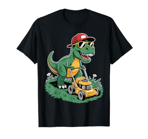 Tondeuse à gazon dinosaure jardinage enfants garçons T-Shirt