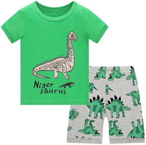 Langubaby Pyjama Enfant Garçon Coton Dinosaure Été T-Shirt e