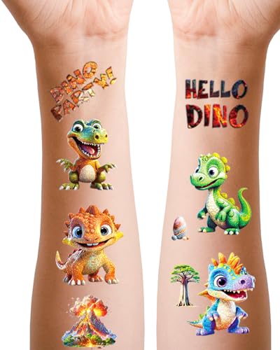 Dinosaures Tatouages pour Enfants, Lot de 12 Faux Tattoo Pai
