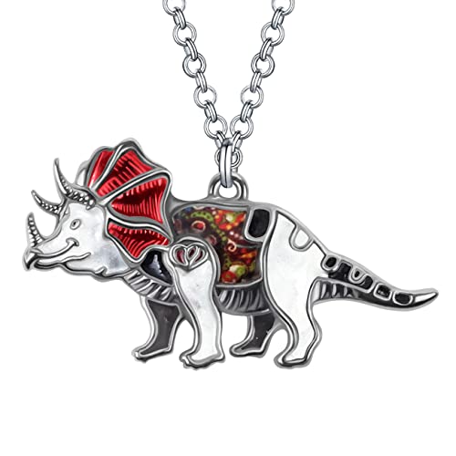 Collier Dinosaure Tricératops Émail Femme