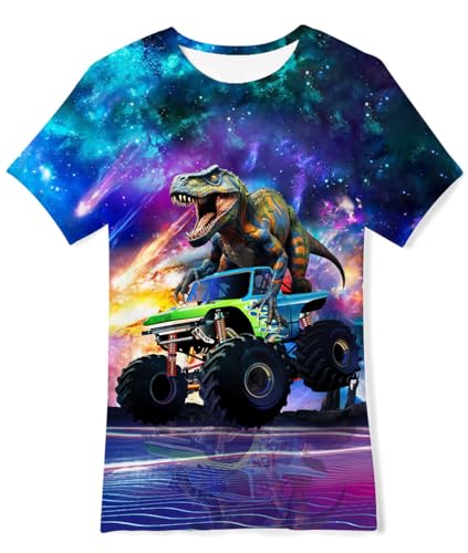 Fanient T-Shirt Galaxy Dinosaure Imprimé pour Garçons et Fil