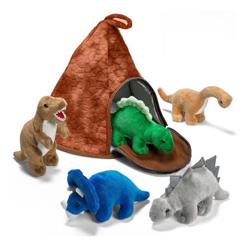 Prextex Maison Volcan Dinosaure avec 5 Peluches Dinosaures C