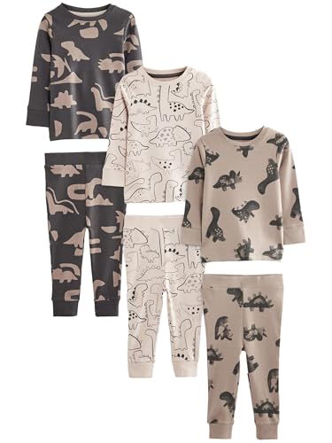 NEXT Pyjama Confortable, Lot de 3 Neutre/Noir Dinosaure 2 An