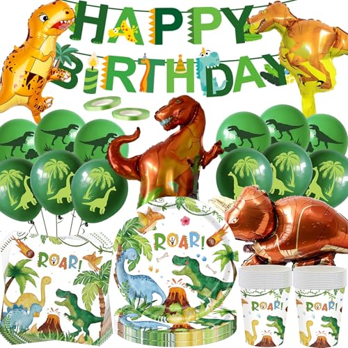Lot de 80 ustensiles de décoration danniversaire dinosaures 