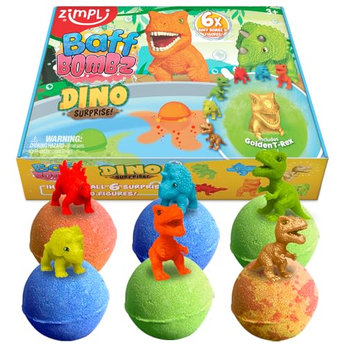 Zimpli Kids 6 x Grandes Bombes de Bain Surprise Dinosaures, 