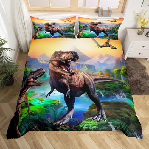 Homewish Housse de Couette Dinosaure 220x240 Enfant Parure d