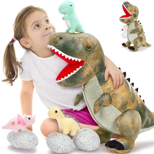 MorisMos Peluche Dinosaure Grand XXL, 58cm Maman avec Kawaii