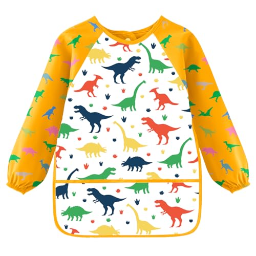 Tablier Peinture Enfant Dinosaures Jaune