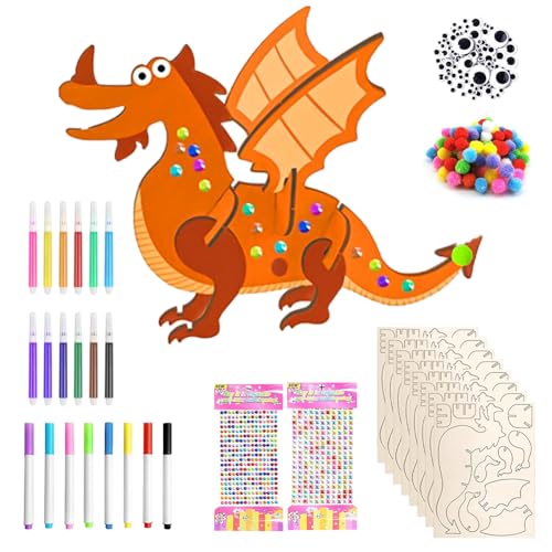 Ainiv 12Pcs Kits Bricolage Dinosaure en Bois, Dinosaure Arti