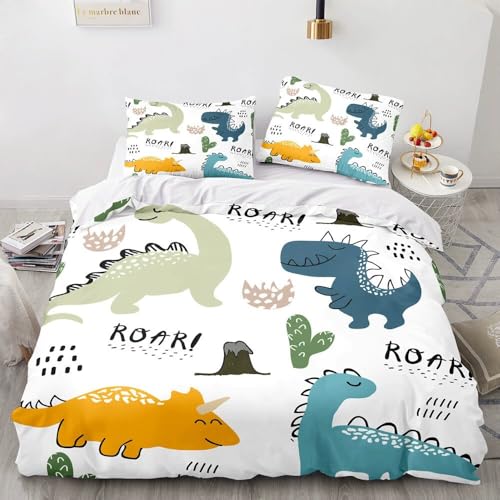 TSOPEFI Parure de lit pour enfants avec motif de dinosaure,