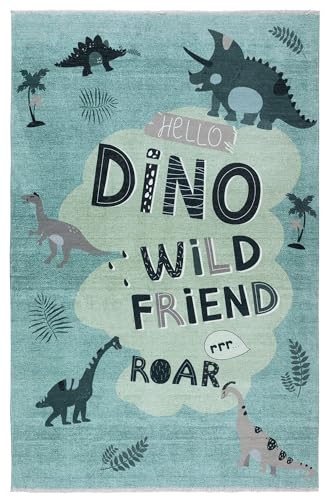 Tapis Enfant Dino Vert Antidérapant