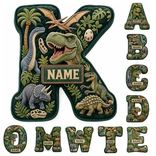 SosnSusn Coussin Lettre Dinosaure 3D Personnalisé avec Préno