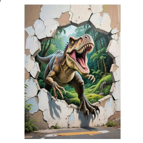 JISHSHAY Diamond Painting Rond Dinosaure Diamant Painting Pe