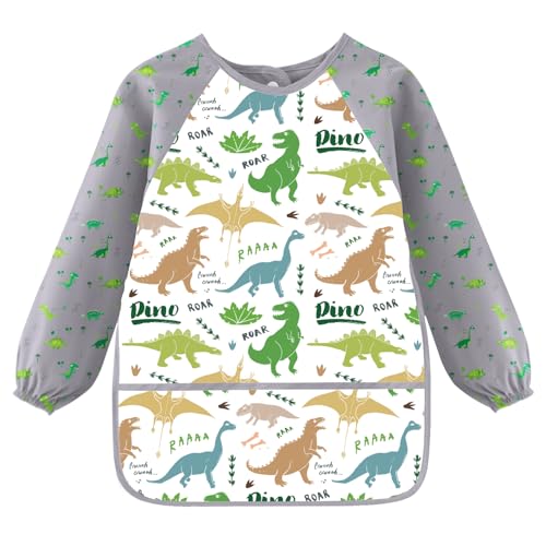 Tablier Peinture Enfant Dinosaures Gris