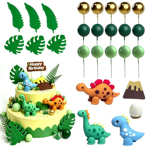 LIULINY 26 Pièces Dinosaure Gâteau Décoration, Dinosaure Gât