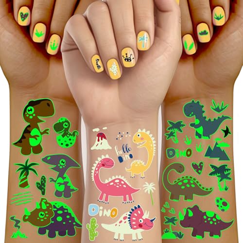 TatoYard Tatouage Dinosaure Enfant, 30 Feuilles Brillent Dan