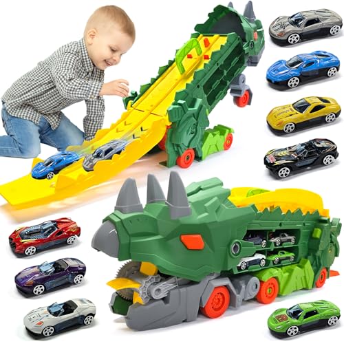 YADODO Camion Dinosaure Jouet Enfant avec 8 Petites Voitures