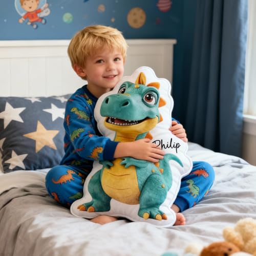 Drawelry 3D Dinosaures Coussins Personnalisés avec Nom Dessi