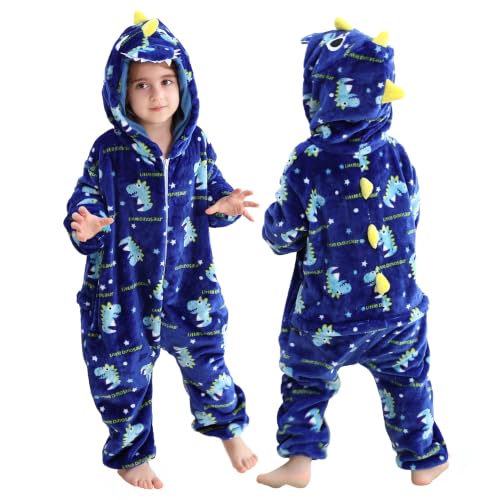HAHASHOW Pyjama Dinosaure Enfant Bleu Flanelle Deguisement E