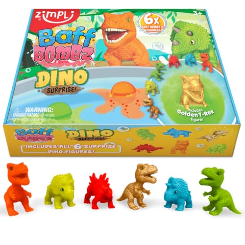 Zimpli Kids 6 x Grandes Bombes de Bain Surprise Dinosaures, 
