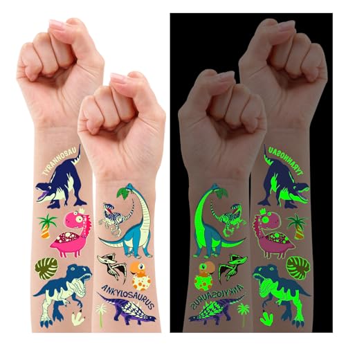 Leesgel Lot de 10 feuilles de tatouages dinosaures pour enfa