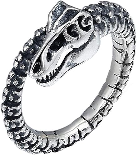 Bague squelette de dinosaure en argent sterling véritable 92