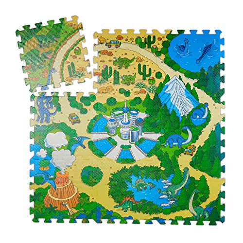 Relaxdays Tapis de Jeu, 9 pièces de Puzzle pour Enfants, san